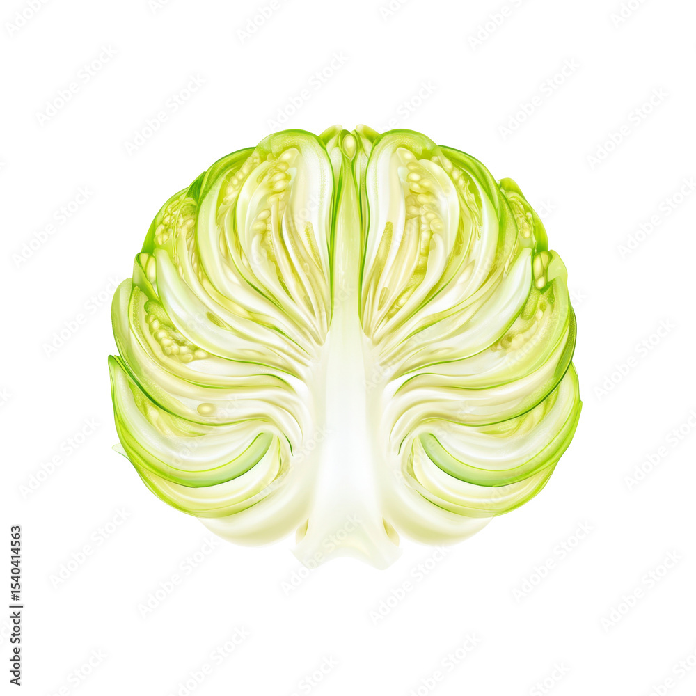 Obraz premium Cross Section of a Fresh Savoy Cabbage, Detailed Macro Shot