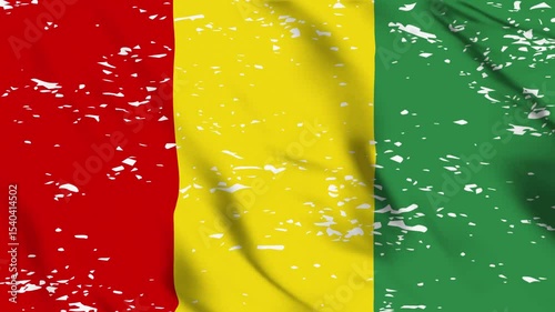 Guinea Flag Waving, Close Up of Guinea National Flag in Motion Graphics 