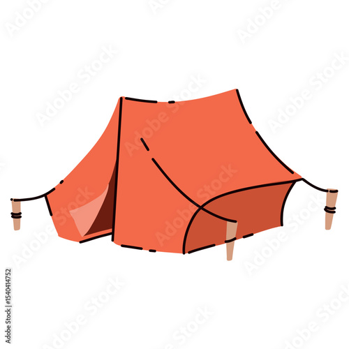 A bright vector tent, overnight camping, a spacious forest house for sleeping. . vivid events, wildlife. Flat cartoon style. Postcard, icon, sticker.