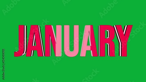 January 3D text rotation on green screen background