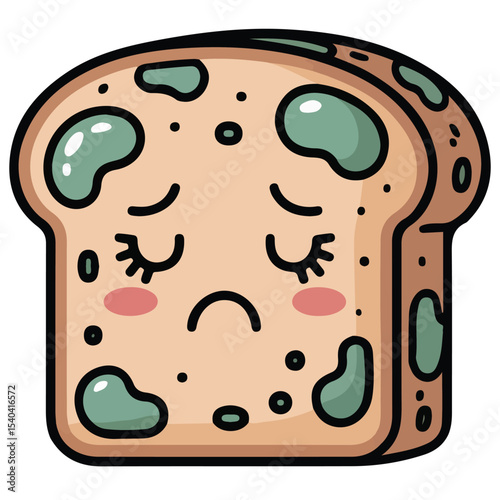 Moldy bread sad emoji vector isolated white background