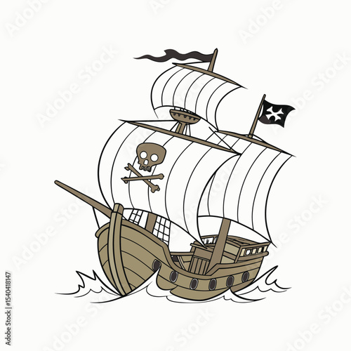 pirate ship on a white background