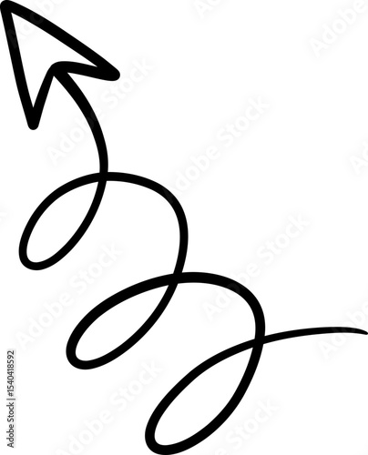 Freeform Curly Arrow With Receding Backward Loop