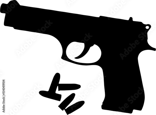 gun silhouette vector illustration, isolated on white