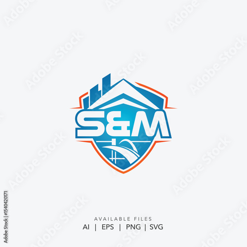 Modern S&M Lettermark Logo for Construction, Real Estate, and Property Development Companies