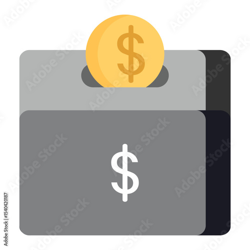 Donation box icon. Donation icon design for logo, mobile app, website and ui design. Dollar sign icon. Flat style on white background. Vector illustration.