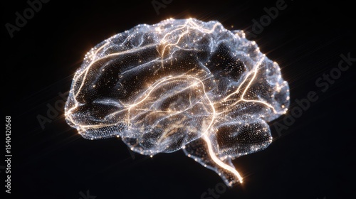 Glowing neural pathways illuminate the essence of intelligence in a futuristic portrayal of the human brain