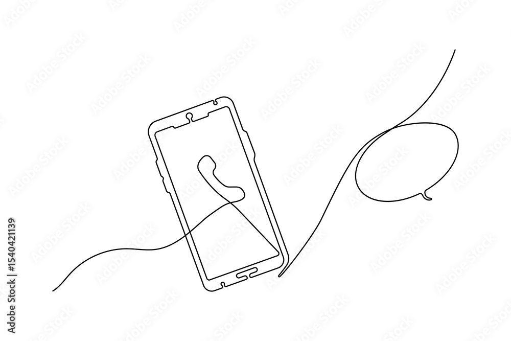 Obraz premium Smart phone touch screen gadget continuous one line art outline drawing minimalist single line unique mobile phone vector illustration.
