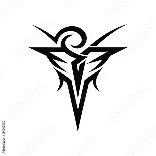 Sharp tribal sigil in airokom style Vector illustration