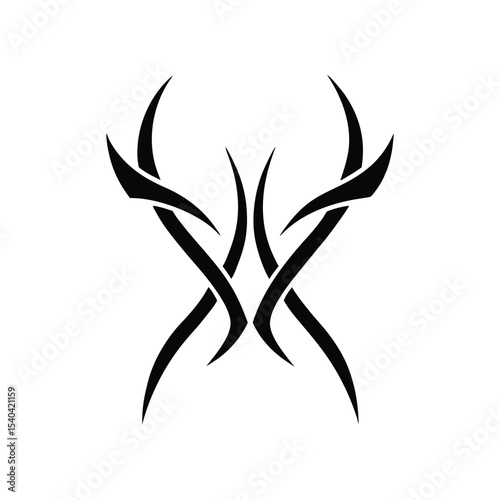 Mirrored sharp blade curve tattoo Vector illustration