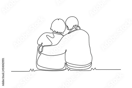 Senior love concept. Single line draw design. Vector graphic illustration