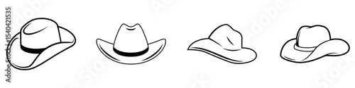 Cowboy hat icon vector set. west illustration sign collection. Texas symbol. Hat logo.