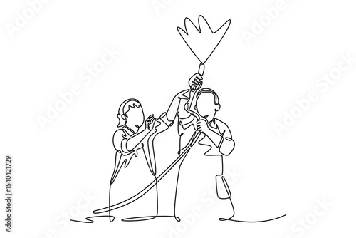 Senior love concept. Single line draw design. Vector graphic illustration