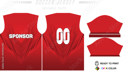 Sport jersey design template with grunge line halftone pattern background. Sport uniform in front & back view. Shirt mock up for sport club.