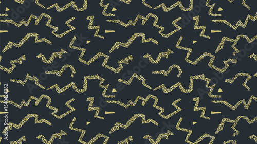 Abstract dotted shapes create dynamic graphic pattern on black backdrop detail