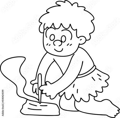 hand drawn stone age character