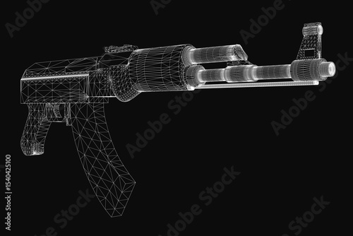 Rifle 3D model displayed on a sleek black background, featuring detailed textures and realistic design elements. This royalty-free asset is ideal for military, gaming, or historical projects.