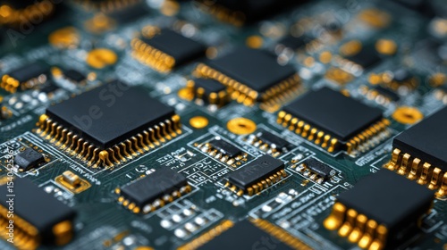 Exploring the intricate details of microchips and circuit board design in a macro view of technology's foundation