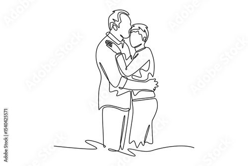 Senior love concept. Single line draw design. Vector graphic illustration