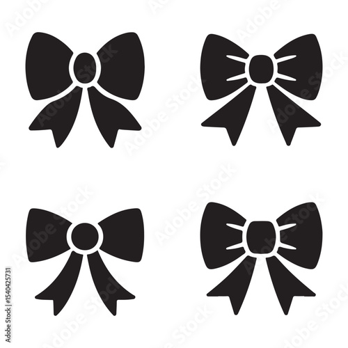 Collection of Black Bow Silhouettes for Various Festive Uses