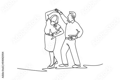 Senior love concept. Single line draw design. Vector graphic illustration