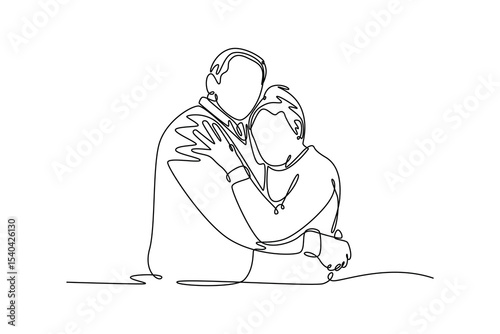 Senior love concept. Single line draw design. Vector graphic illustration