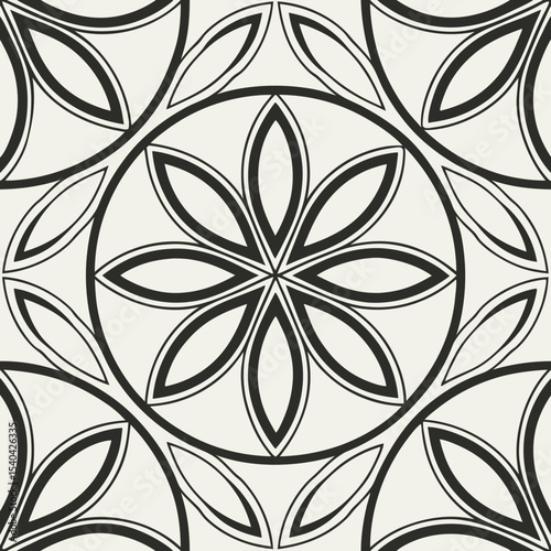 Elegant floral medallion in a repeating pattern offering a modern and sophisticated geometric vector