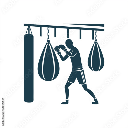 Boxer Training: Speed Bag Workout Silhouette Speed Bag Rhythm A boxer working the small bag