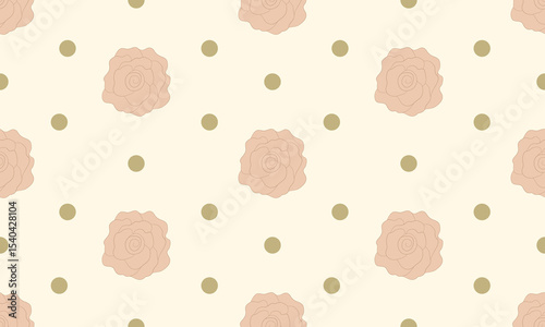 Elegant Beige Floral Seamless Pattern with Minimal Roses