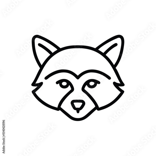 Hand drawn raccoon face line art illustration cute animal design