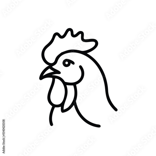 Hand drawn rooster head line art illustration simple design