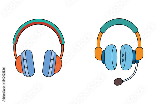 headphone and earphone icon set in flat style vector.