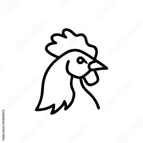 Hand drawn rooster head profile line art illustration