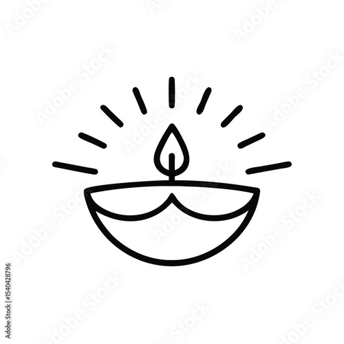 Hand drawn diwali diya oil lamp line art illustration