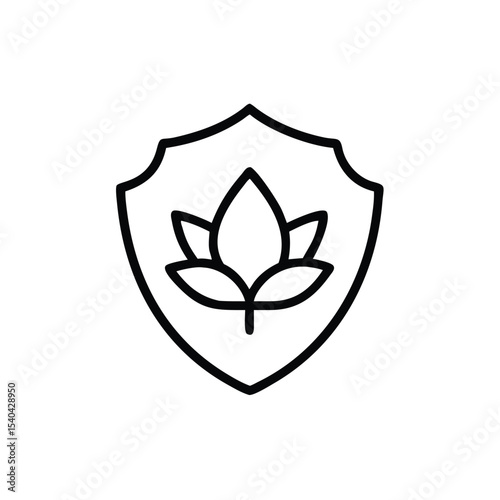 Hand drawn shield protecting a lotus flower eco friendly symbol