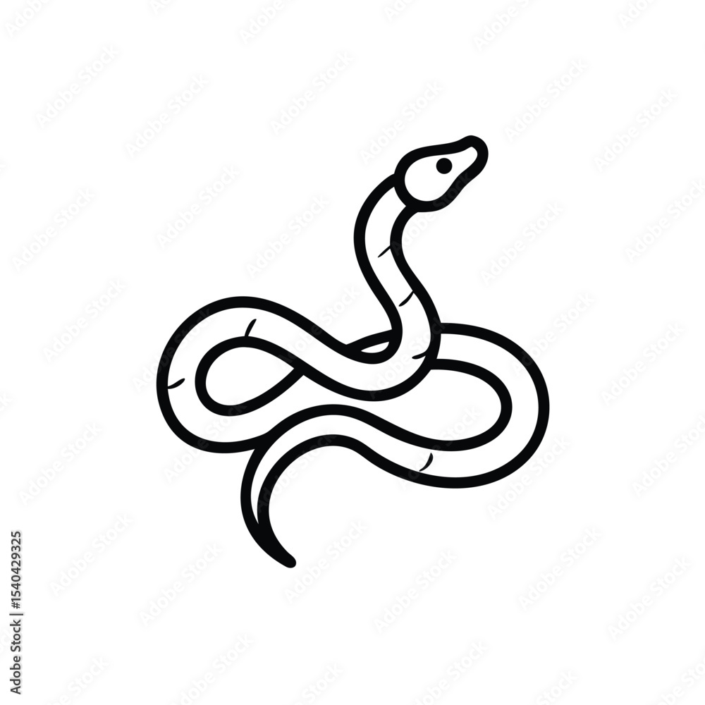 Fototapeta premium Hand drawn illustration of a cute cartoon snake