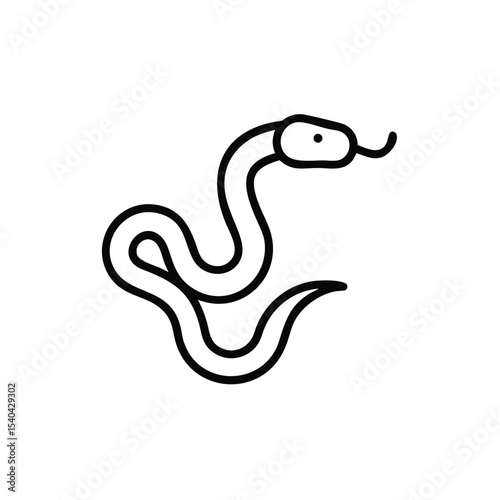Hand drawn line art illustration of a snake