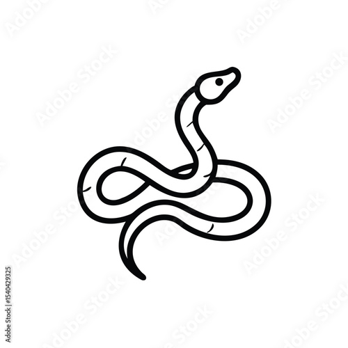 Hand drawn illustration of a cute cartoon snake