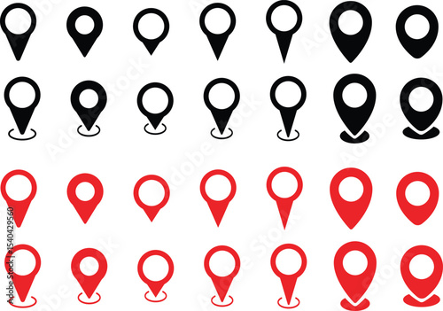 Map navigation pin icon set. Gps location sign. Location icon