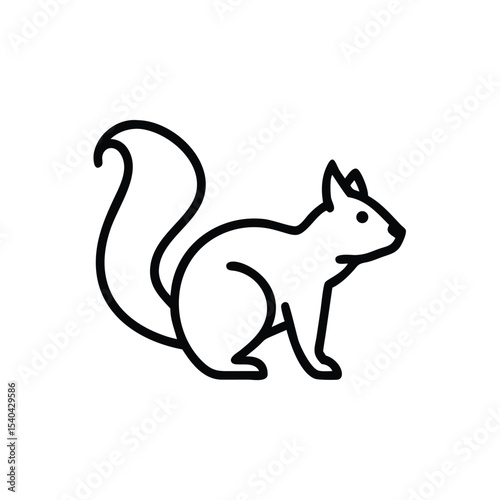 Hand drawn line art illustration of a squirrel