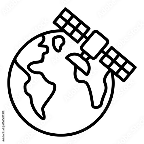 Icon of artificial satellite orbiting the earth or planet