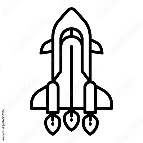 Futuristic spaceship icon with thruster jets