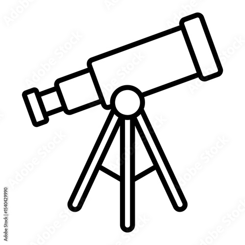 Telescope icon for space research and astronomy