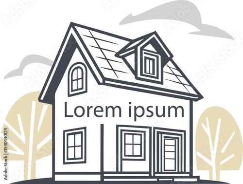 Vector illustration of a house icon and real estate building for sale