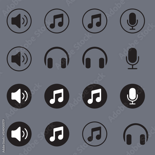 Collection of Music and Audio Icons for Websites and Apps