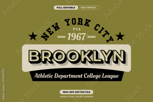 Retro college text design featuring bold 3D lettering with a vintage sports vibe. Fully editable vector for apparel, branding, and athletic-themed layouts