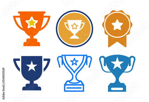 Award icons set design, Winning icons, Champion symbols