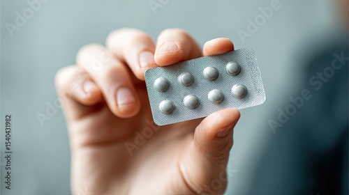 Doctor holding blister pack of pills in hospital setting