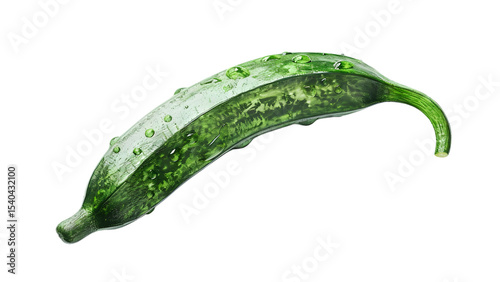 Fresh cucumber with water droplets evoking hydration, purity, and psychological craving for healthy living transparent background