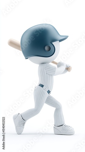 3d baseball player swinging for the fences on white background